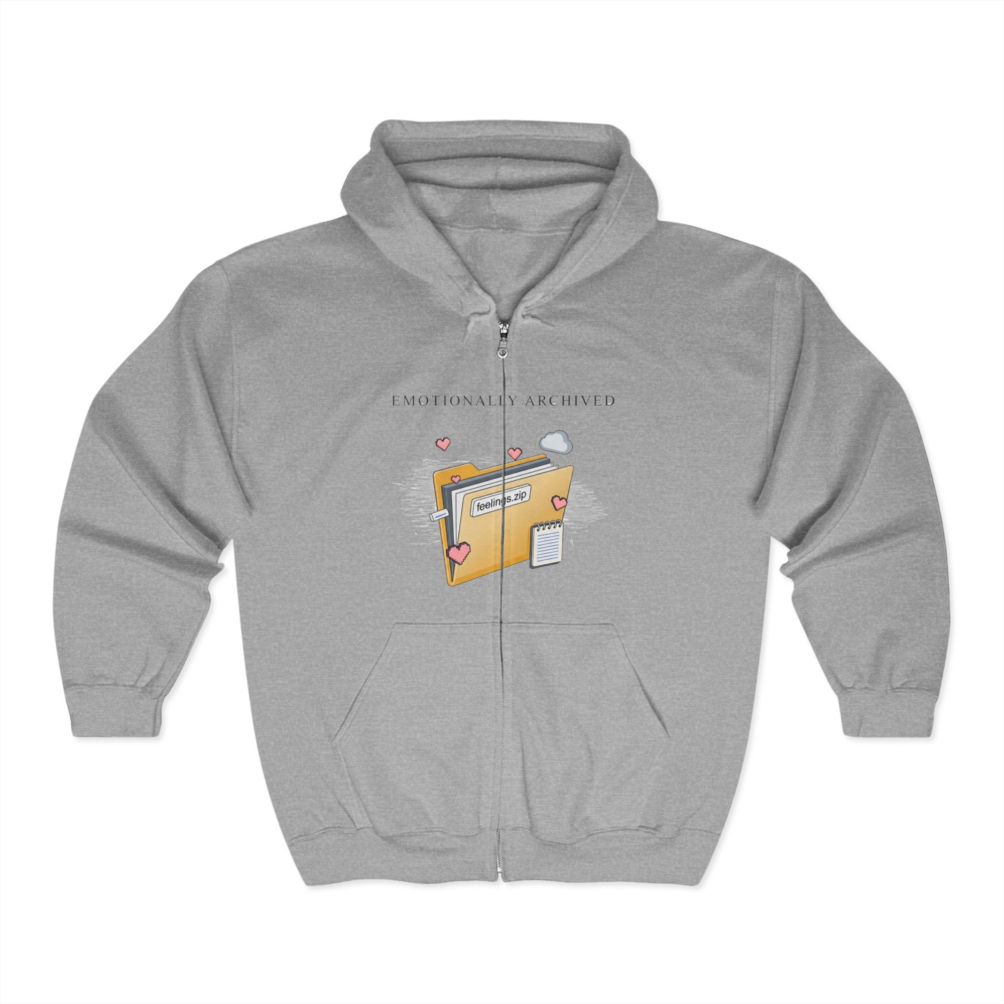 Full Zip Hooded Sweatshirt - Emotionally Archived