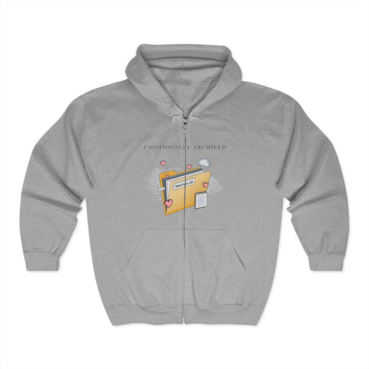 Full Zip Hooded Sweatshirt - Emotionally Archived