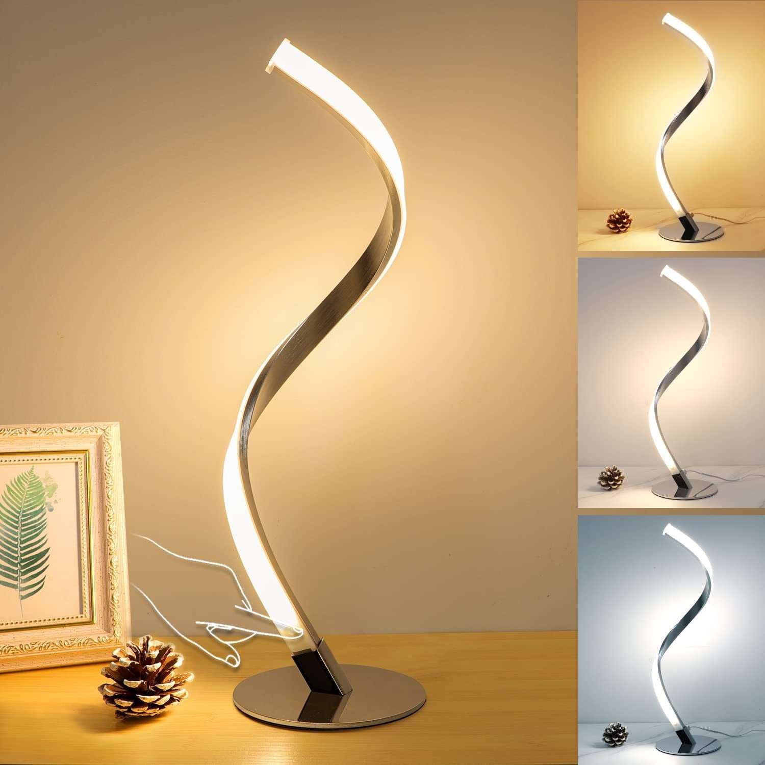 Spiral Table Lamp for Bedroom Nightstand