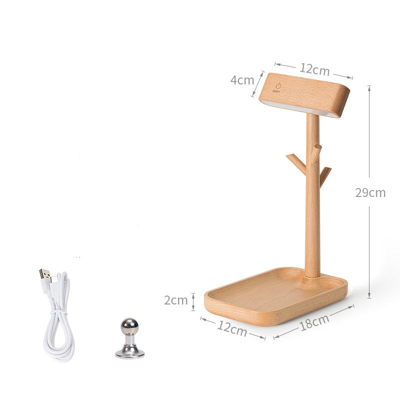 Black Walnut LED Table Lamp with Key Holder - Sparkii